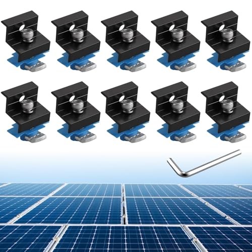 Solar Panel End Clamp Kit for Standard Unistrut 30/35mm Aluminum 10Pcs Black