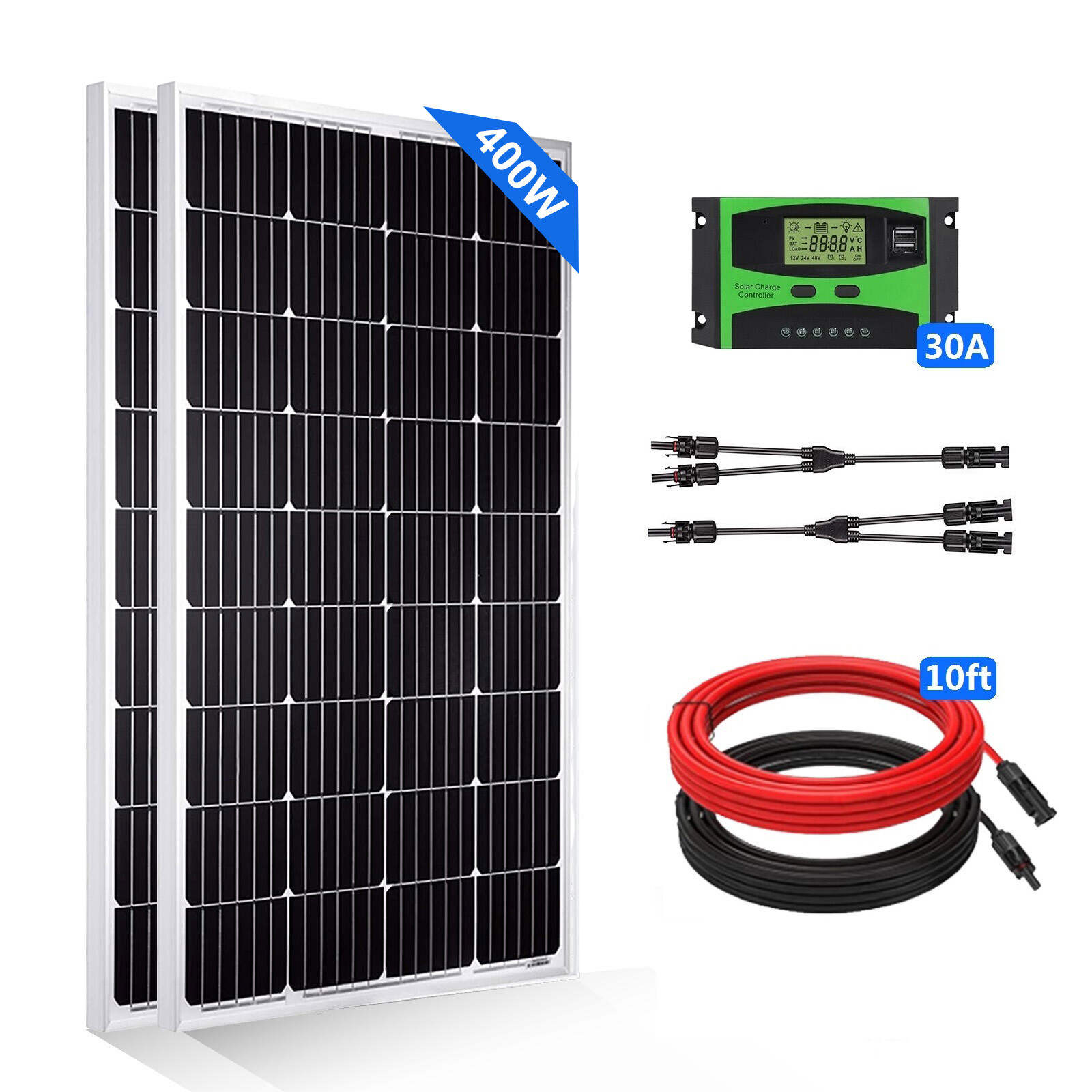 400(2×200) Watt 12 Volt Solar Panel Kit High Efficiency Solar Module For Roof RV