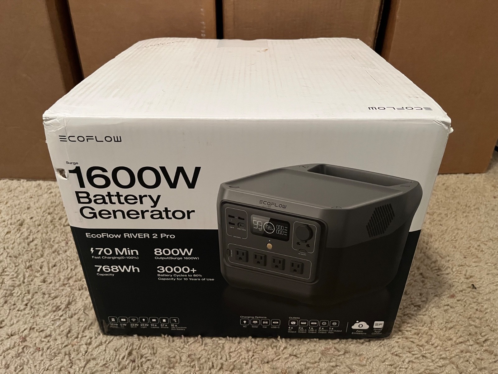 EcoFlow RIVER 2 Pro | 768Wh Portable Power Station | LFP Generator New Open Box!