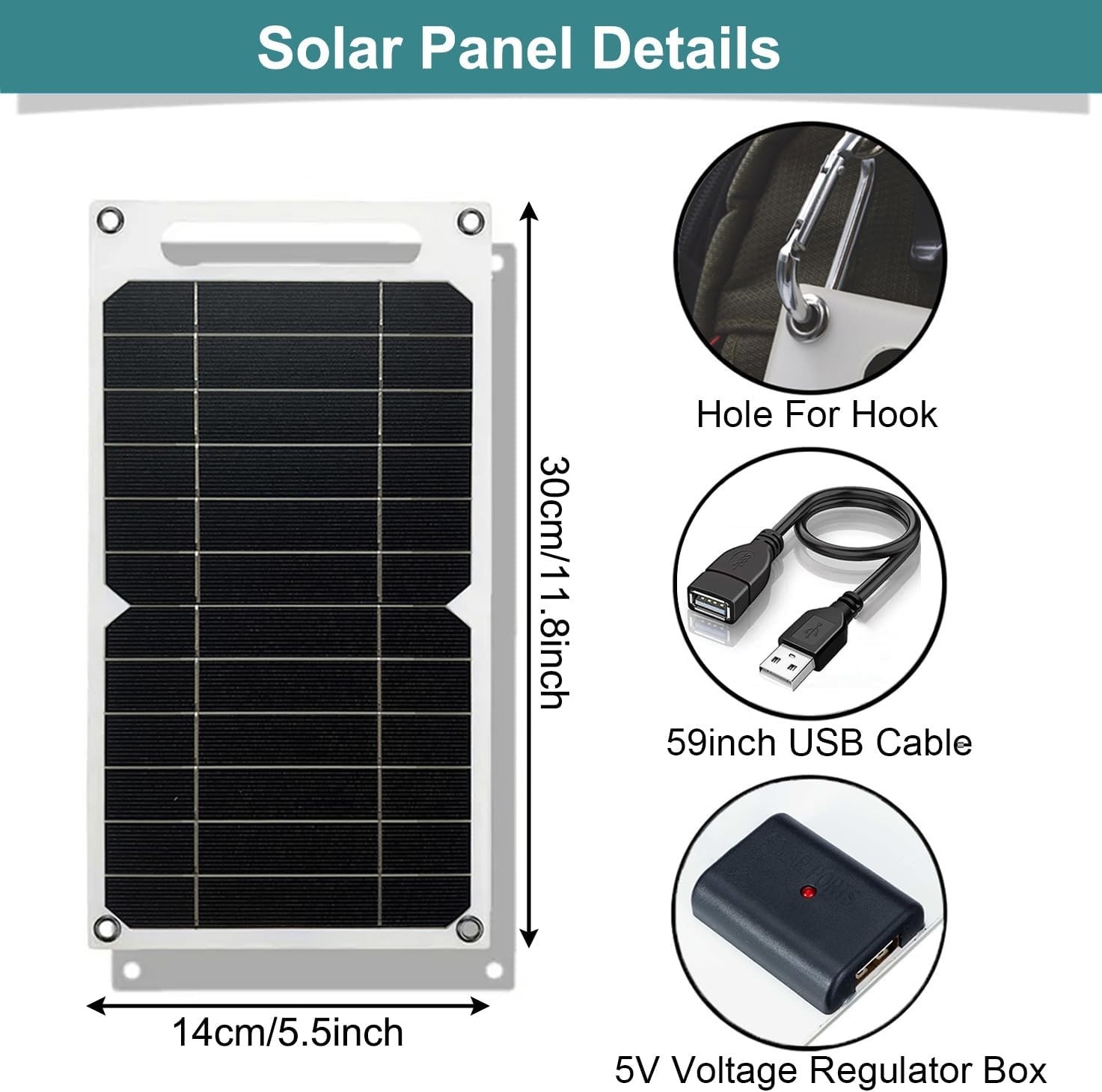 Portable 5V 6W USB Solar Panel Charger for Phones, Cameras, and Camping Gear