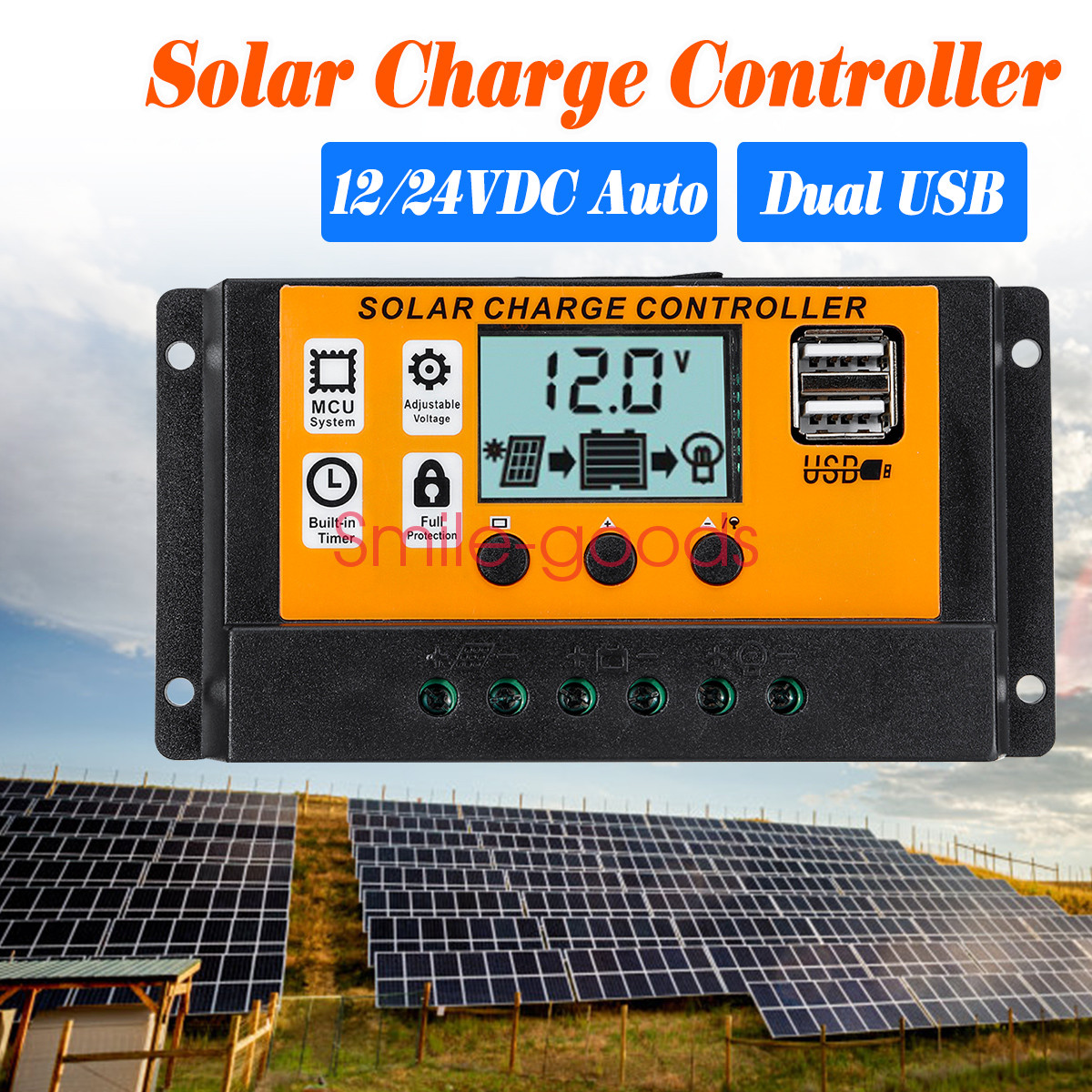 100A PWM Solar Panel Kit Regulator Charge Controller Auto Focus Tracking 12/24V