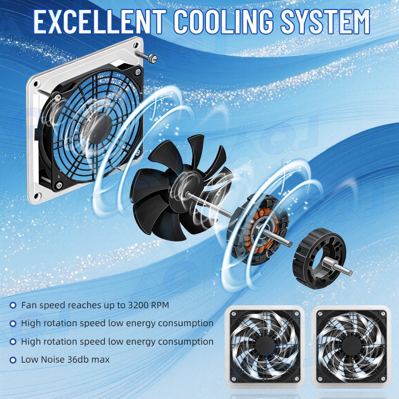 Solar Powered Fan Kit 30W Solar Panel Waterproof 2 Exhaust Fan for Chicken Coop