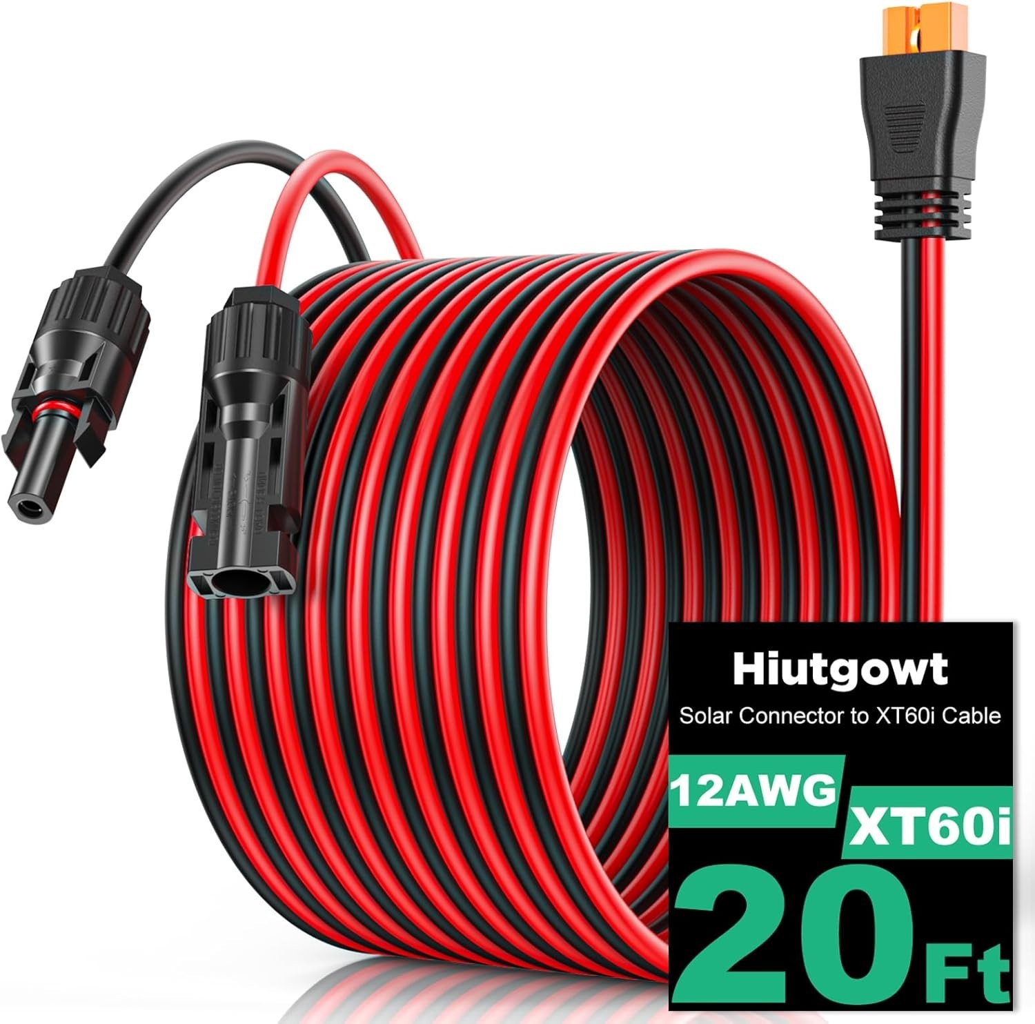 12AWG XT60i Solar Cable 20FT, Solar to XT60i Cable 3 10 15 25 30 40 50FT, Sol…