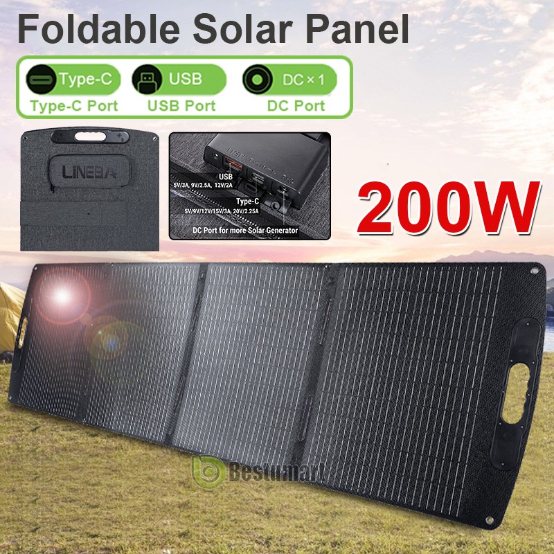 100W 200W Solar Panel Kit Waterproof IP68 for Outdoor RVs Camping & Inverter