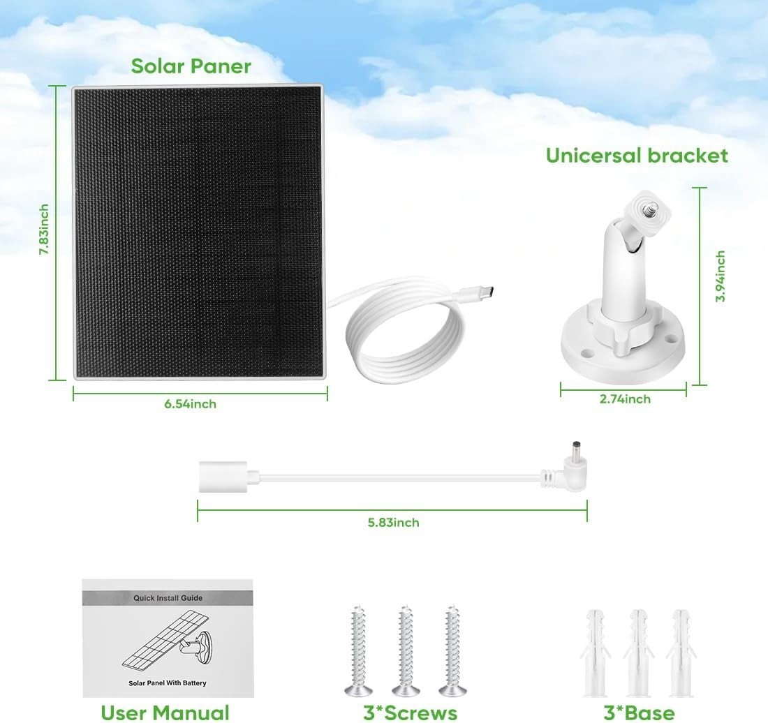 Complete Solar Panel System for Ring Cameras – 5W & Adjustable Mount
