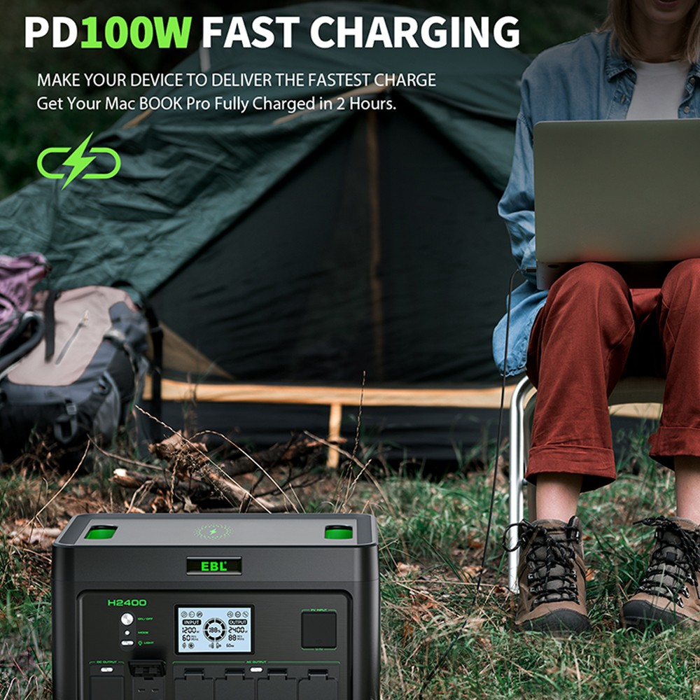 1843.2Wh 2400W Li-ion Battery Portable Power Station for Outdoor Camping Supply