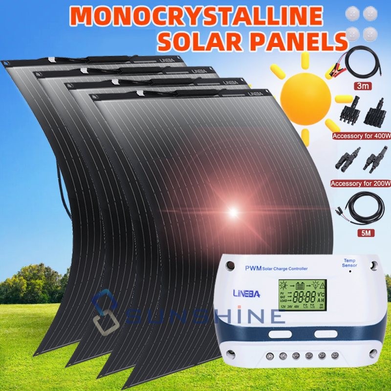 400W Flexible Solar Panel Mono for Home RV Boat Power Station Battery Charging