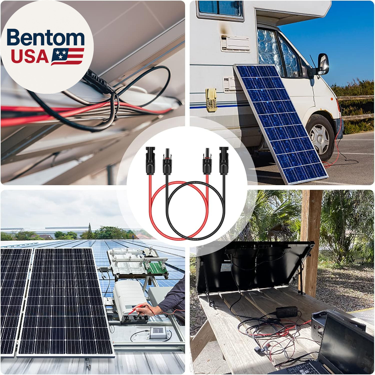 3 Feet 10AWG Solar Extension Cable with Solar Panel Female and Male Connector So