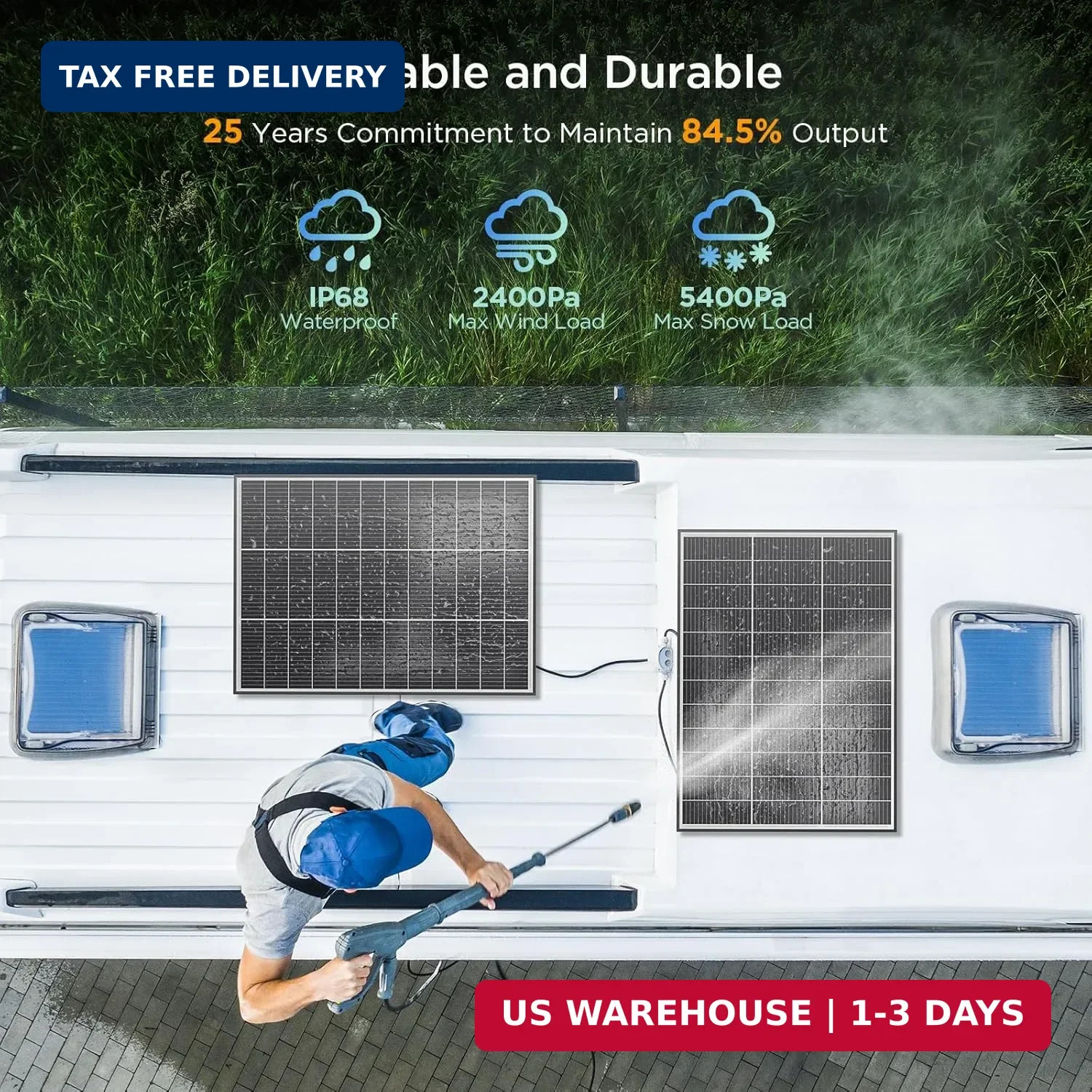 N-Type 16BB 100 Watt Solar Panel, 100W Solar Panel with 25% High Efficiency Mono