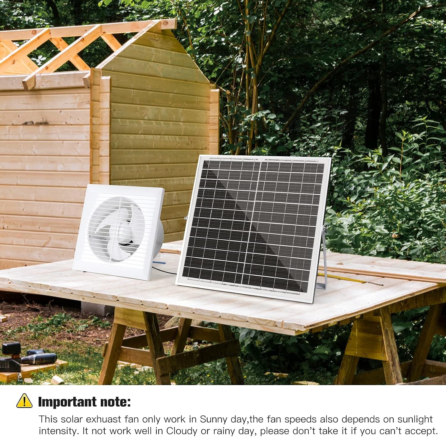 8″ Solar Powered Automatic Exhaust Fan for Greenhouse Shed Chicken Coop Pet