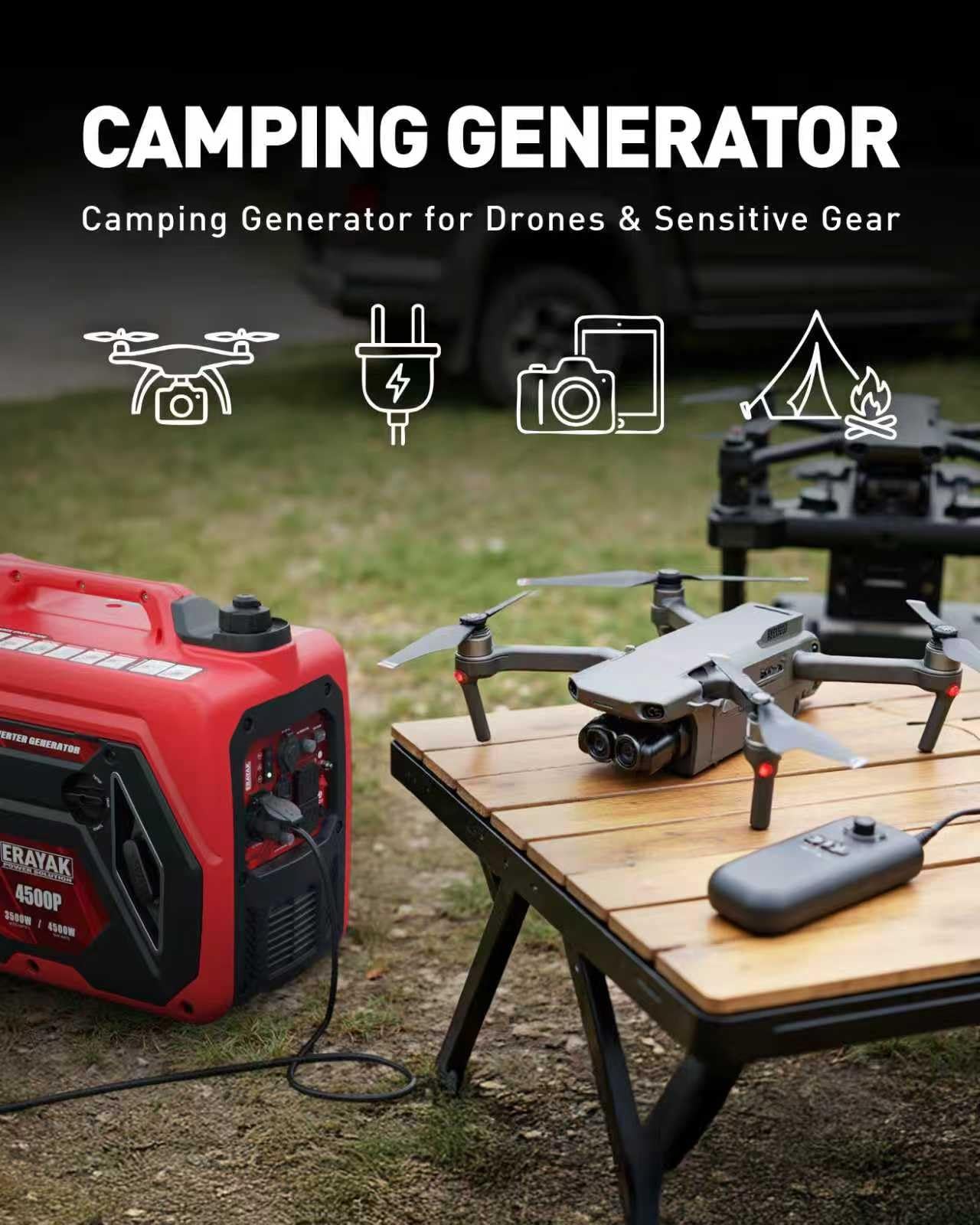4500W Portable Inverter Generator for Home Use, Super Quiet Small Generator for