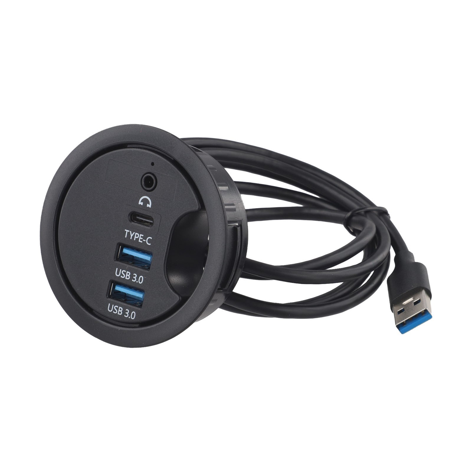 USB 3 0 Hub Desk Grommet with Dual Port Audio Interface for PC Laptops