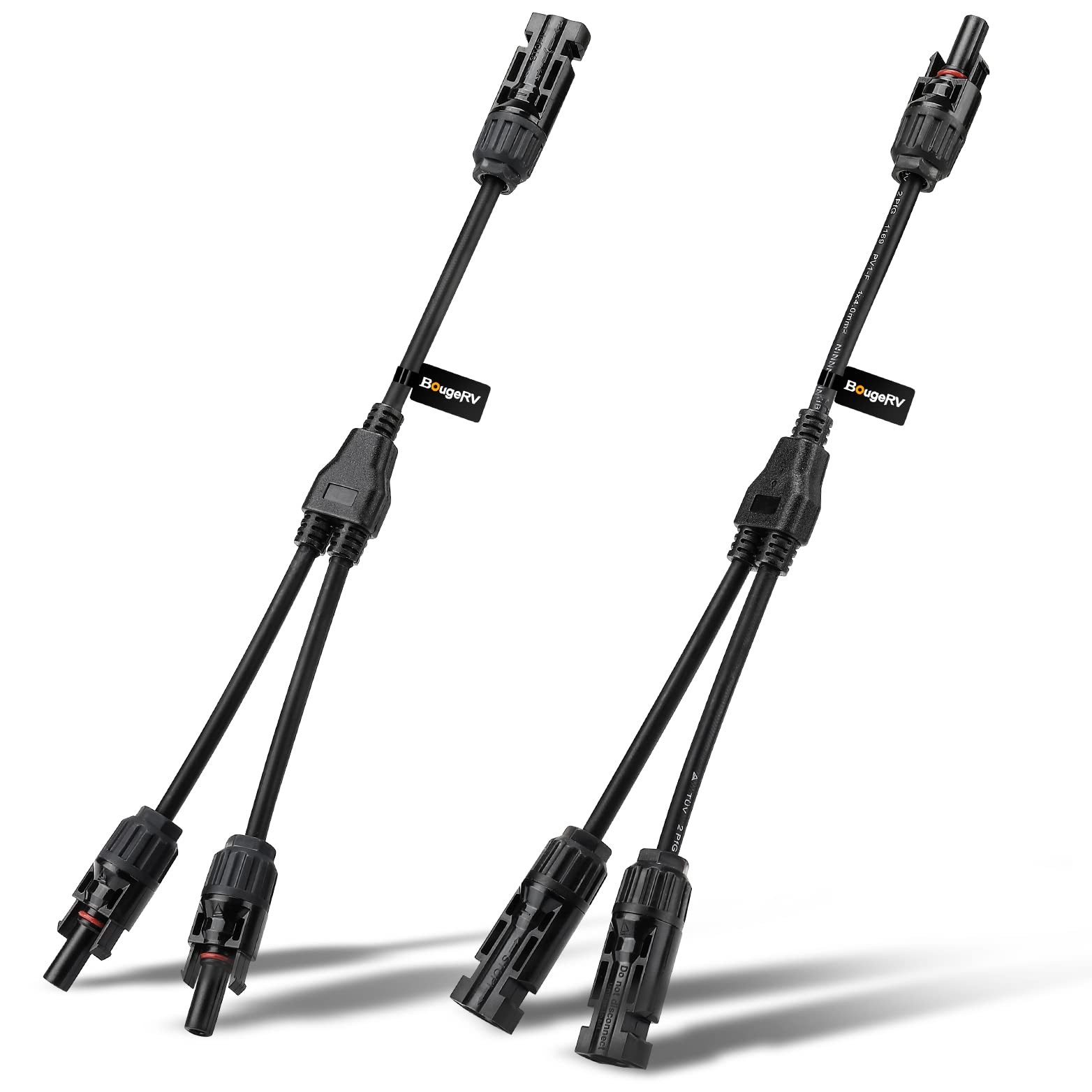 BougeRV Solar Connectors Y Branch Parallel 1 Pair M/FF and F/MM, Black