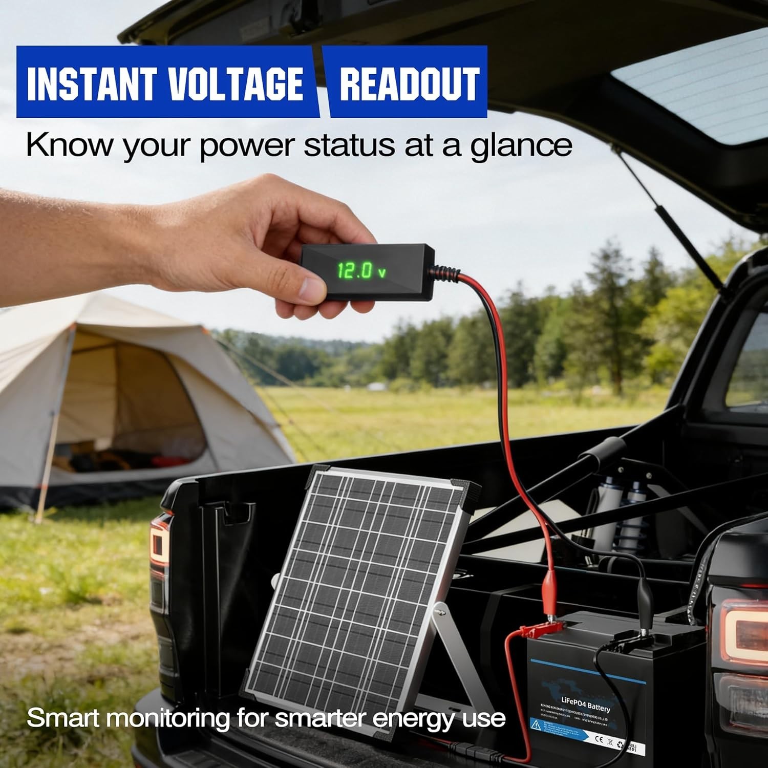 12V Solar Battery Charger with LCD Voltage Tester – 20W Solar Trickle Charger…