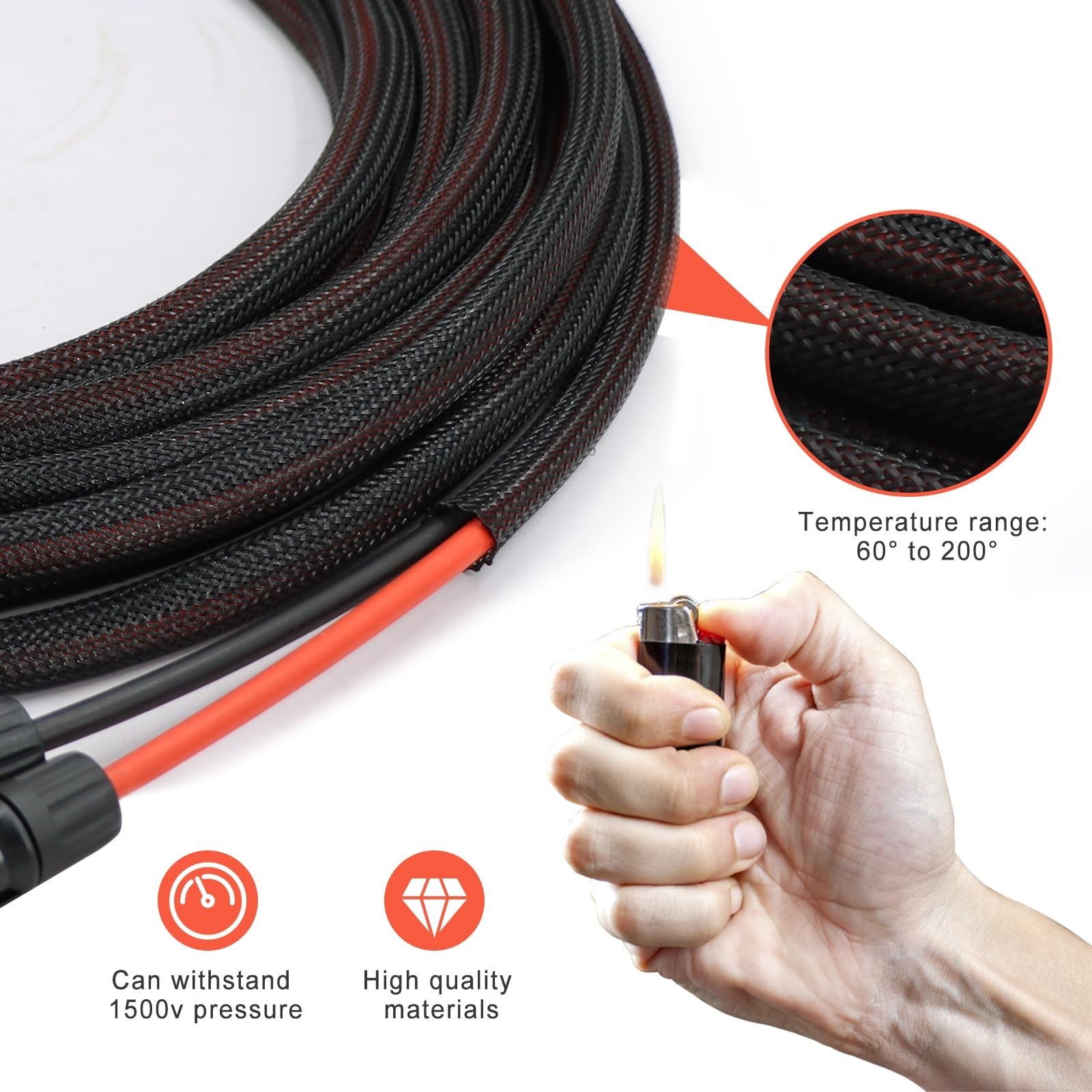 100FT 10AWG Solar Extension Cable with IP67 Connectors & Wire Stripper – Outdoor