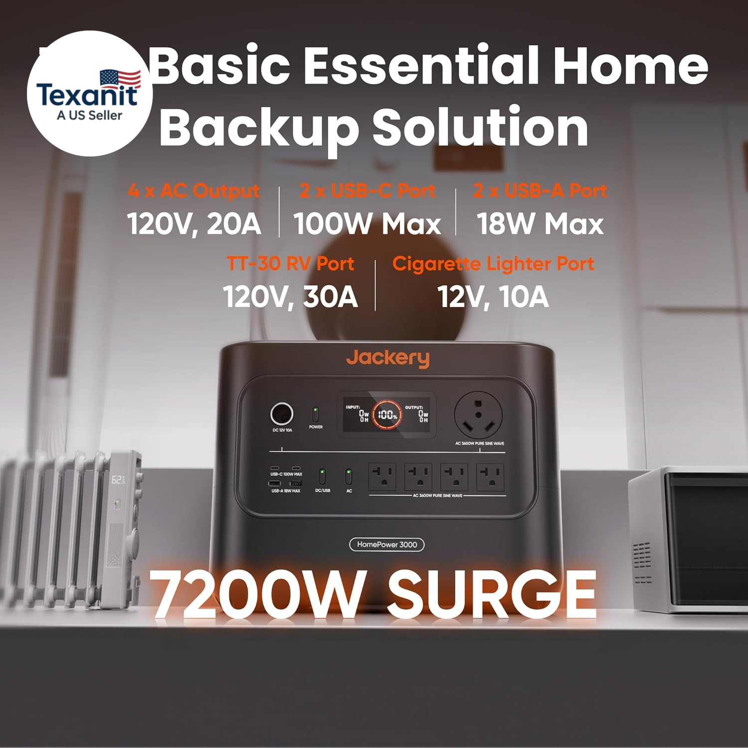 Homepower 3000 Portable Power Station with 2X 200W Solar Panels, 3600W (Surge 72