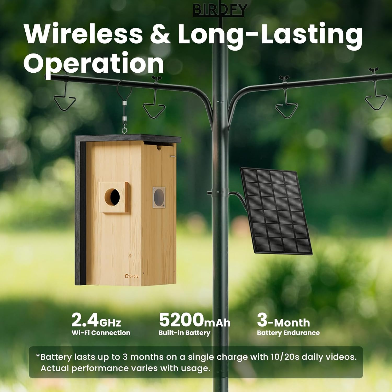 Bird House with Camera Solar Powered with Iron Guard for Outside, AI Identify, 1