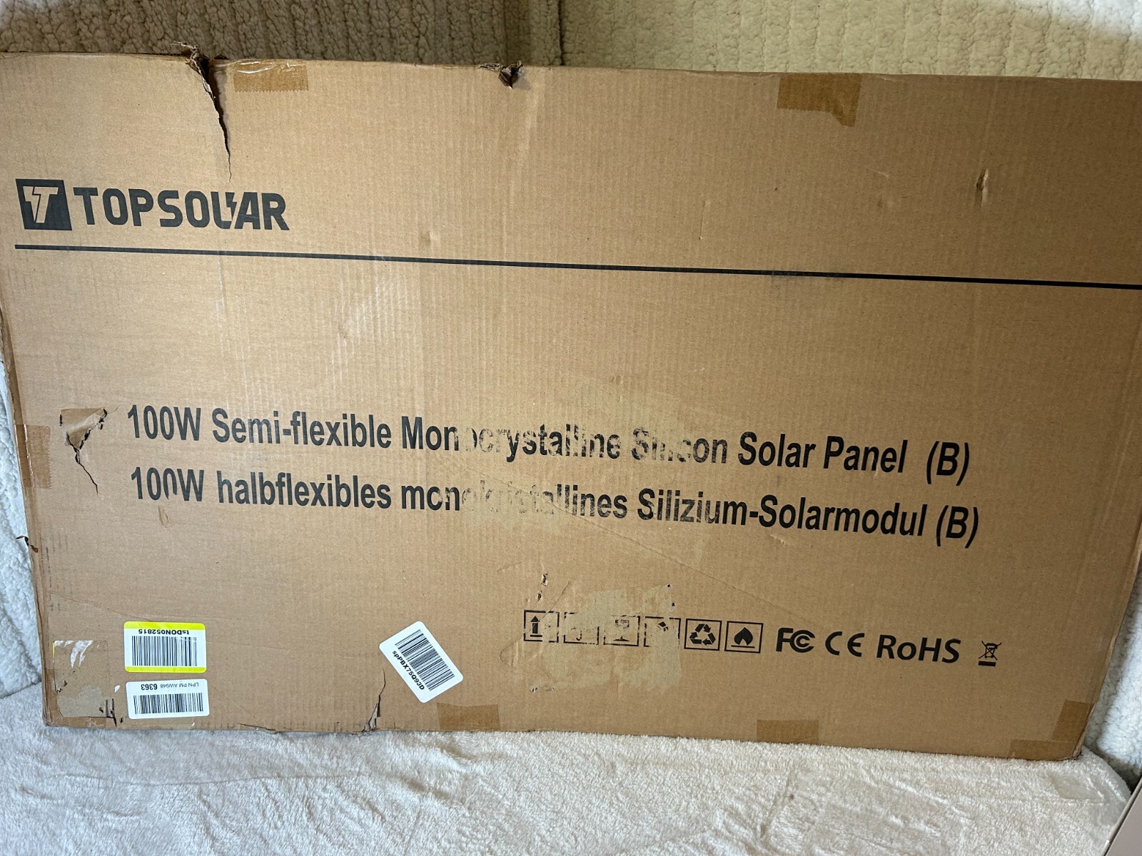 Topsolar Flexible Solar Panel 100W 24V/12V Monocrystalline Bendable