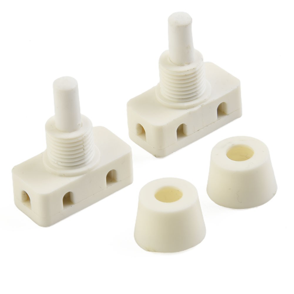 Plastic Push Button Switch White 2A 250V Self Locking for Lighting 5 Pieces