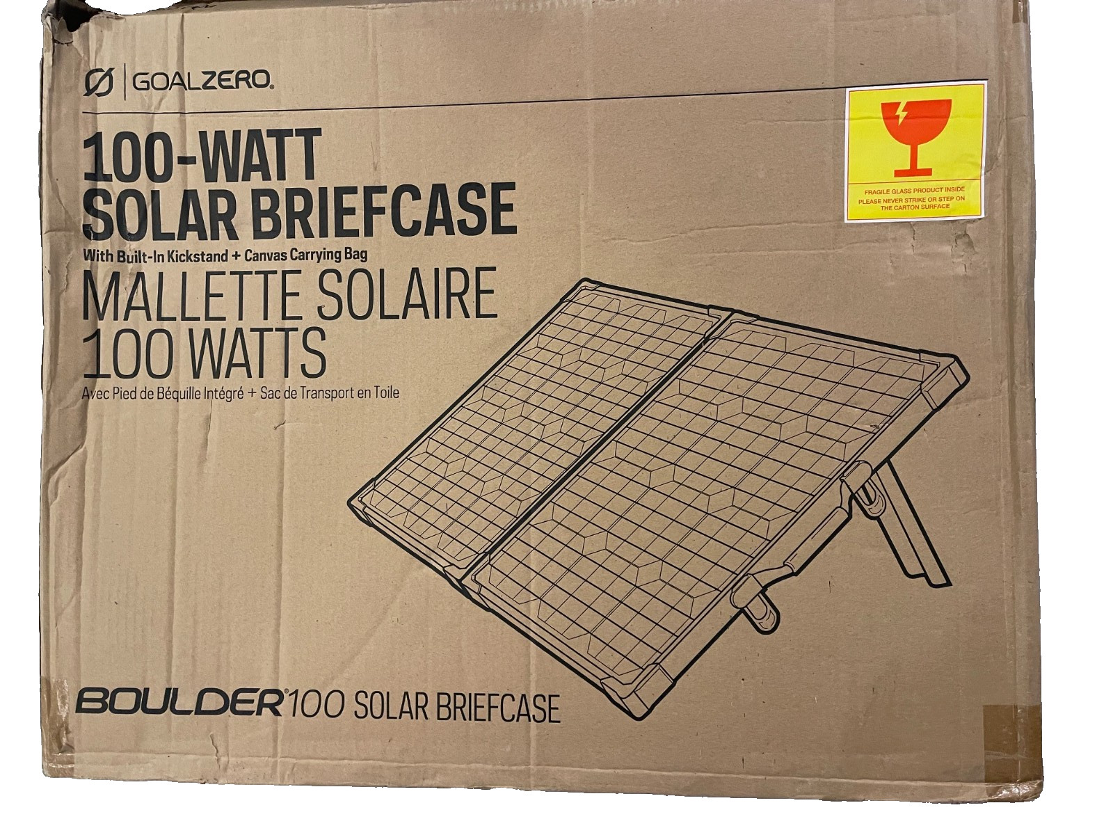 Goal Zero Boulder 100 Solar Briefcase 100W Portable Solar Panel w/ Case & Box