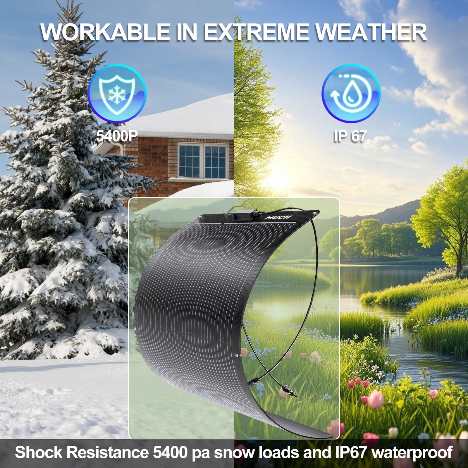 400W Portable Semi-Flexible Solar Panel RV Camping Off-Grid Rooftop 12V/24V/48V