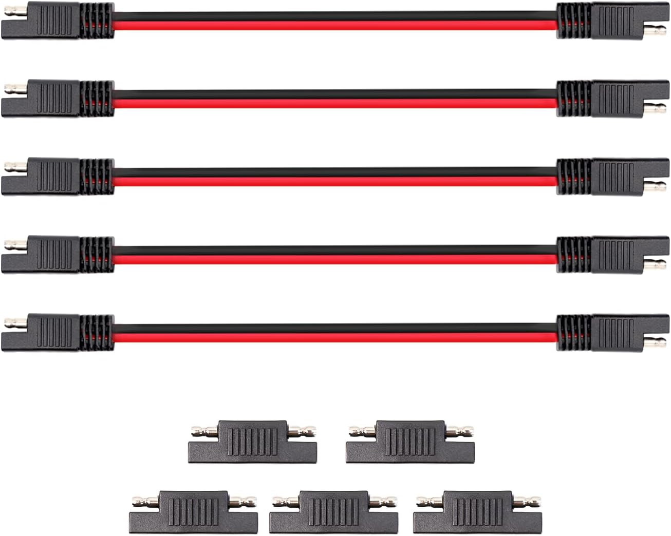 1FT SAE Extension Cable (Pack of 5), 12 AWG, SAE to SAE Quick Disconnect, Solar