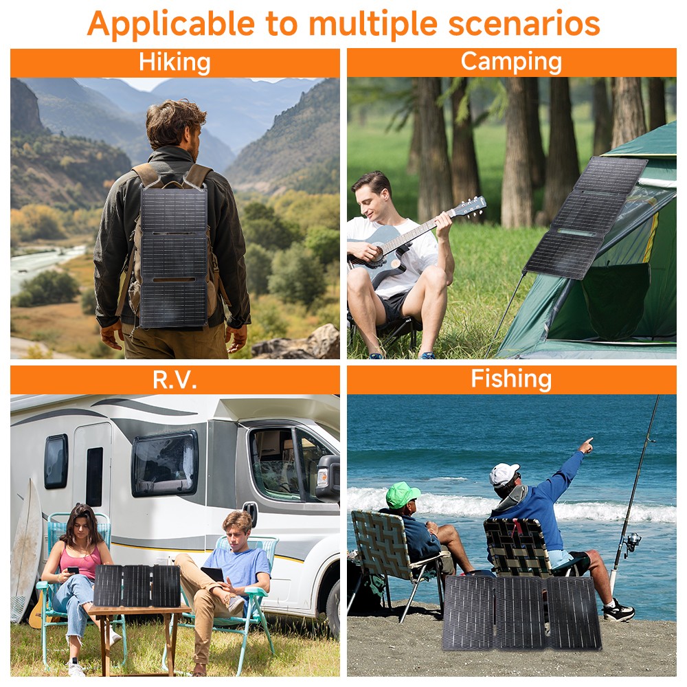40W 30W Solar Panel Solar Charger 2-Ports Foldable Portable | USB-A Type-C Ports