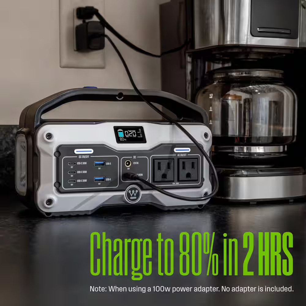 400-Watt Lithium-Ion Portable Power Station with LED Display and Flashlight