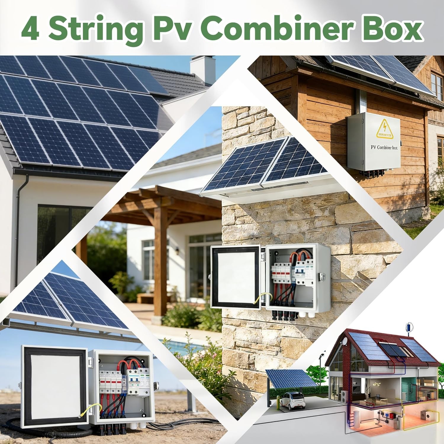 Durable 4 String PV Combiner Box – 63A Breaker, 15A Fuse & Easy Installation
