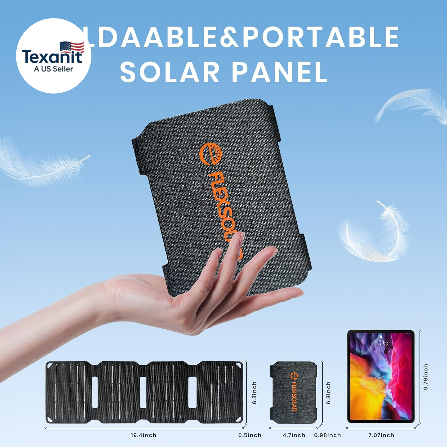 10W Mini Solar Panel, USB Solar Charger Foldable Portable IP67 Waterproof Solar