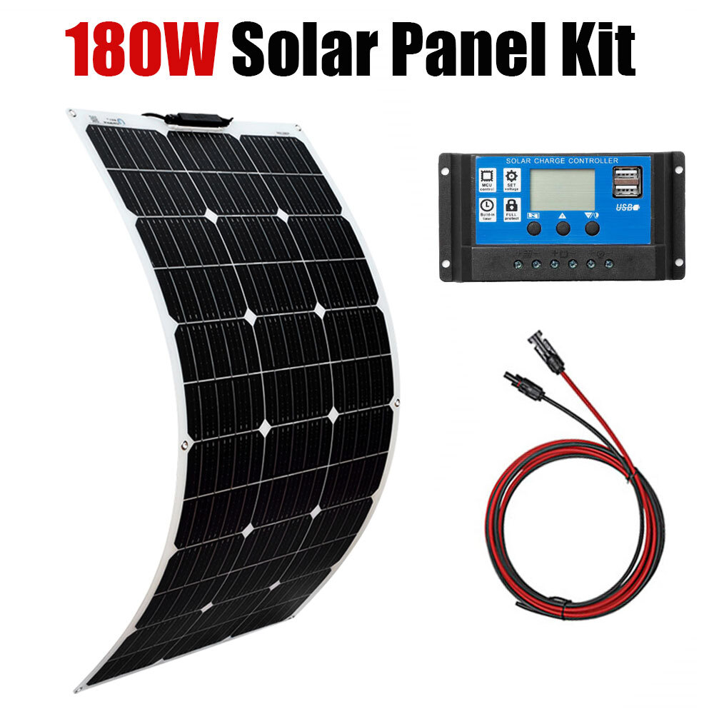 180 Watt Solar Panel 18V 40A Battery Charger for Home RV Marine Battery Charge