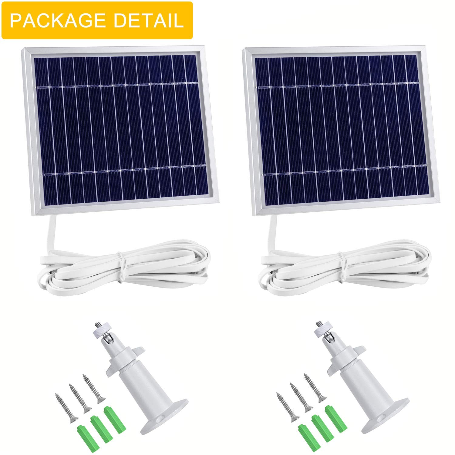iTODOS Solar Panel for Arlo Pro & Pro2 Cameras 2 Pack with 11.8FT Cable Silver