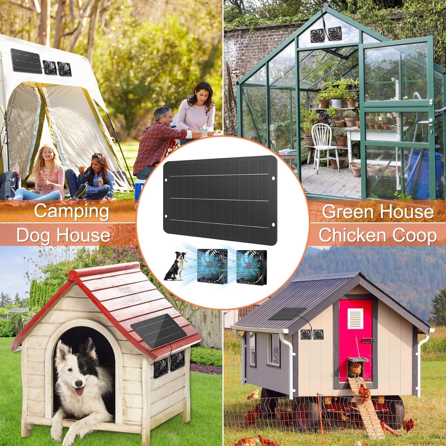 Solar Powered Fan Kit 6W Solar Panel Waterproof DC Exhaust Fan for Chicken Coop