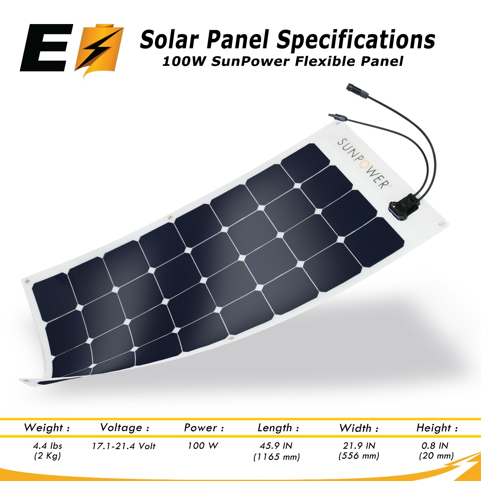 ***100W x8 = 800W Flexible Authentic SunPower Solar Panel for RV, and Camping***