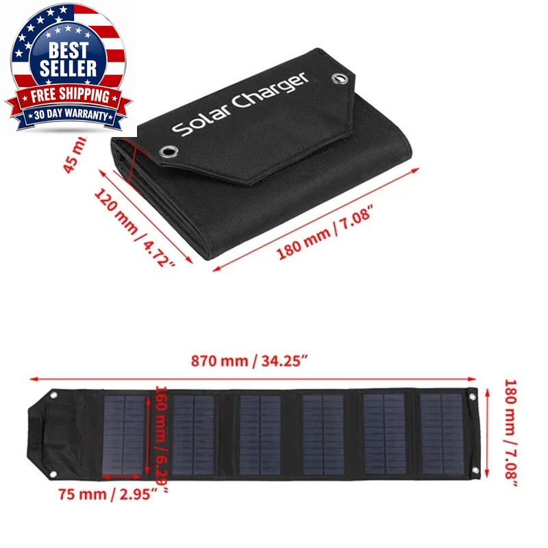 Portable 100W Foldable Solar Panel 5V USB Portable Folding Bag for Cell Phone Ou