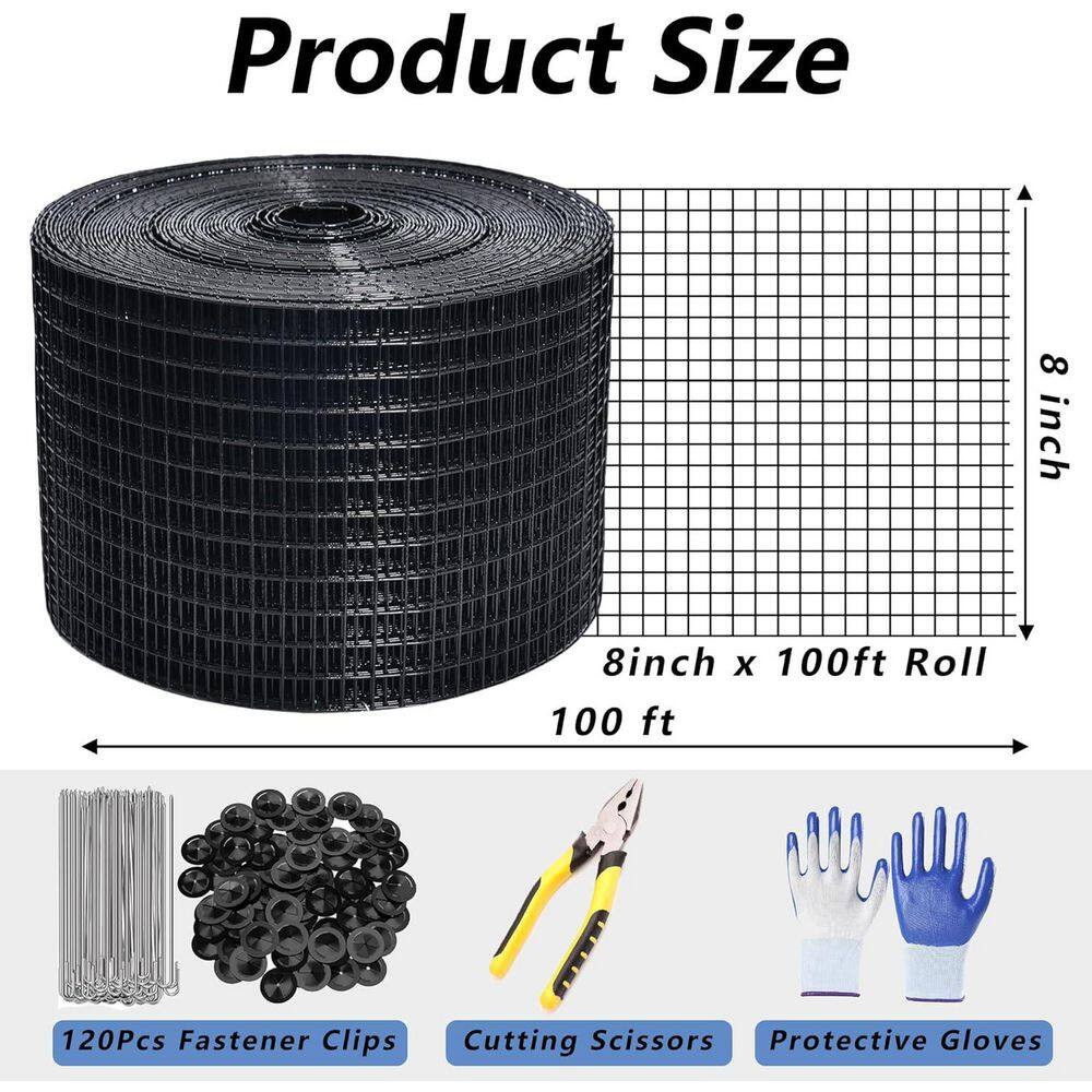 8 In. X 100 Ft. 1/2″PVC Coated Steel Solar Panel Critter Guard Roll Kit Black Pi