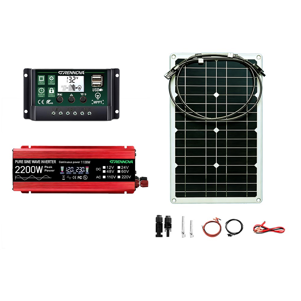 Grennova 2200W All-in-One Solar System Real Pure Sine 12V To110V/220V Power Inve