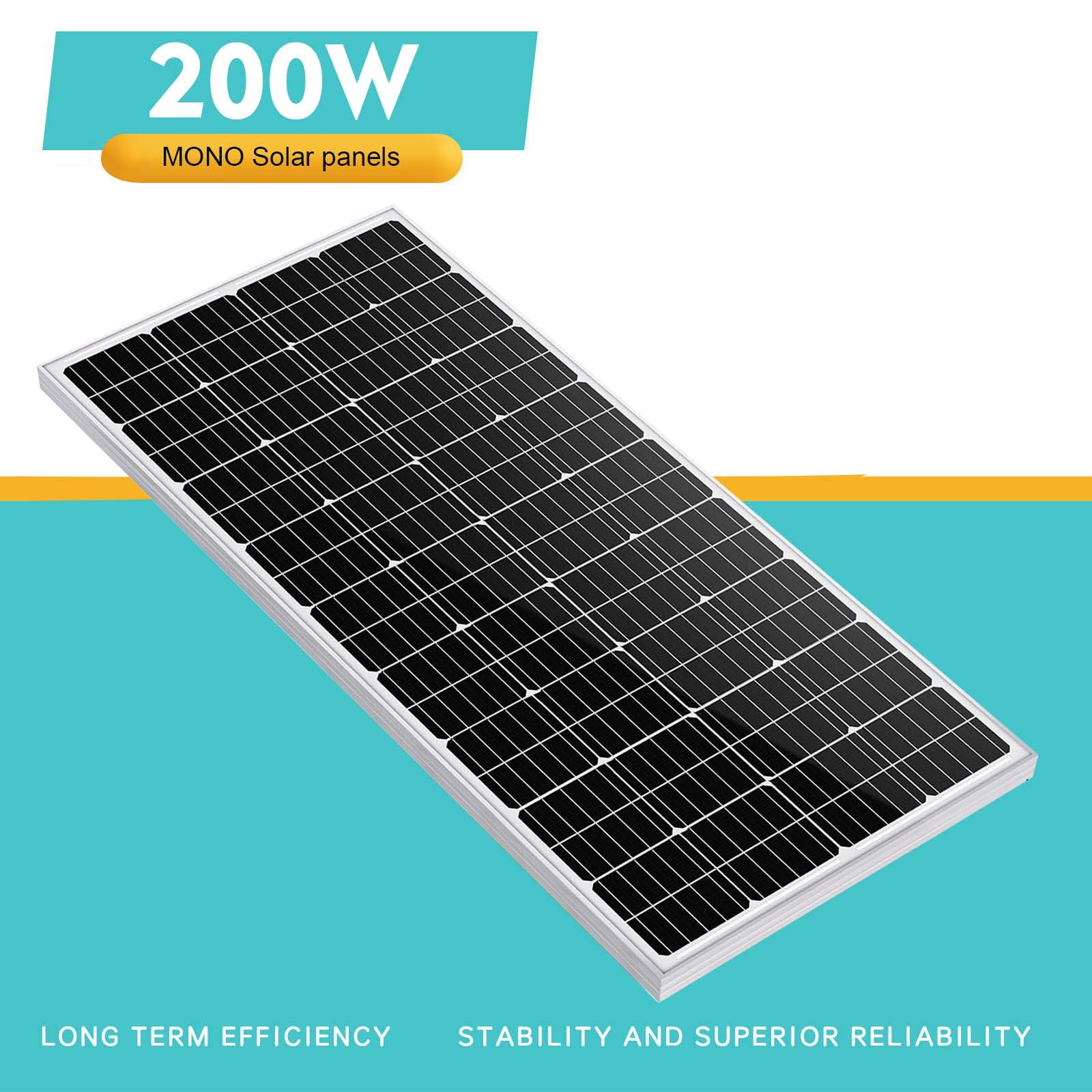 200W Watt Solar Panel Monocrystalline 12V for Camping RV Marine off-grid US