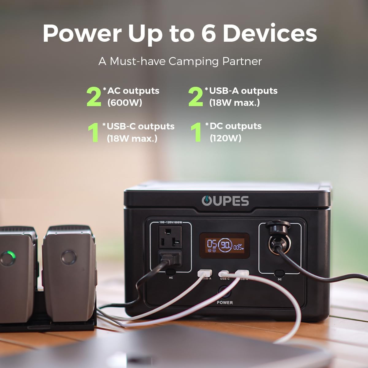 OUPES Exodus 600 Portable Power Station 600W 256Wh(1200w Surge) LFP Generator