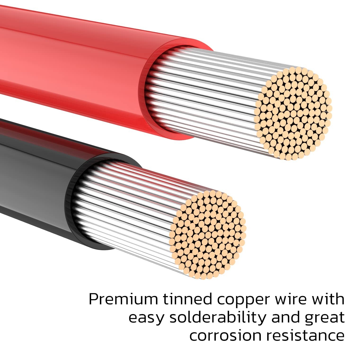 8 AWG Battery Cables – 10FT Tinned Copper Solar Panel Wire with 5/16” Lugs for