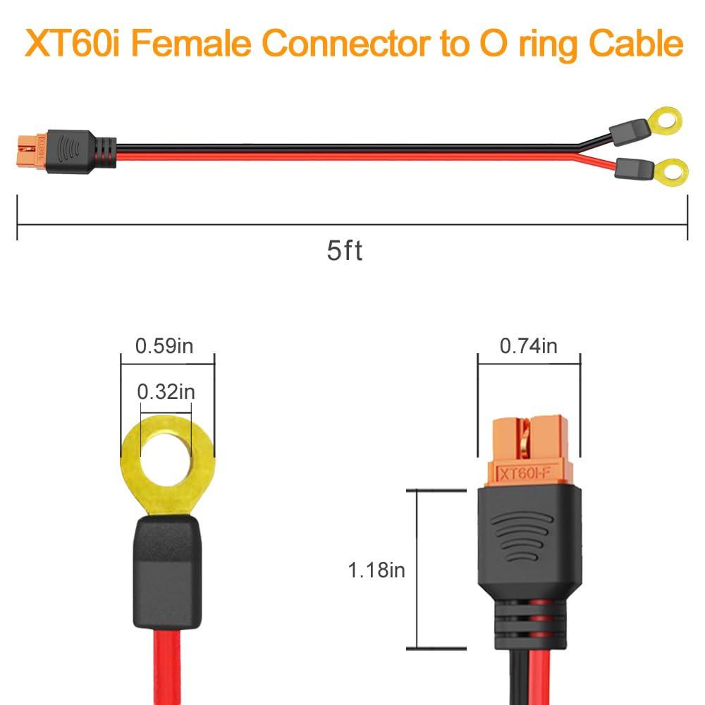 Xt60I to O Ring Terminal Cable, More than 16A, 5FT 10AWG Extension Cable Xt60I F