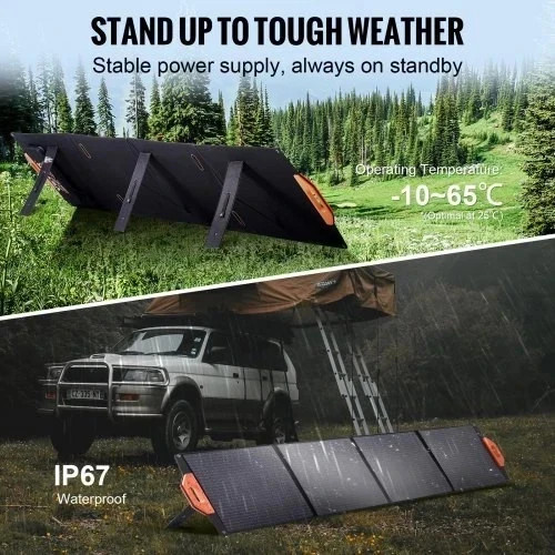 VEVOR 200W Monocrystalline Solar Panel Foldable ETFE Portable Solar Charger Kit