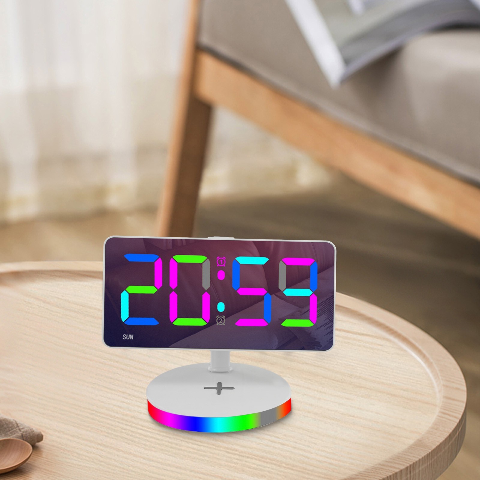 Stylish Electronic Desk Clock Featuring Customizable Colors and Alarms