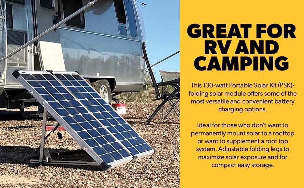 Efficient 130W Solar Panel Kit with Adjustable Legs for Sunlight Optimization