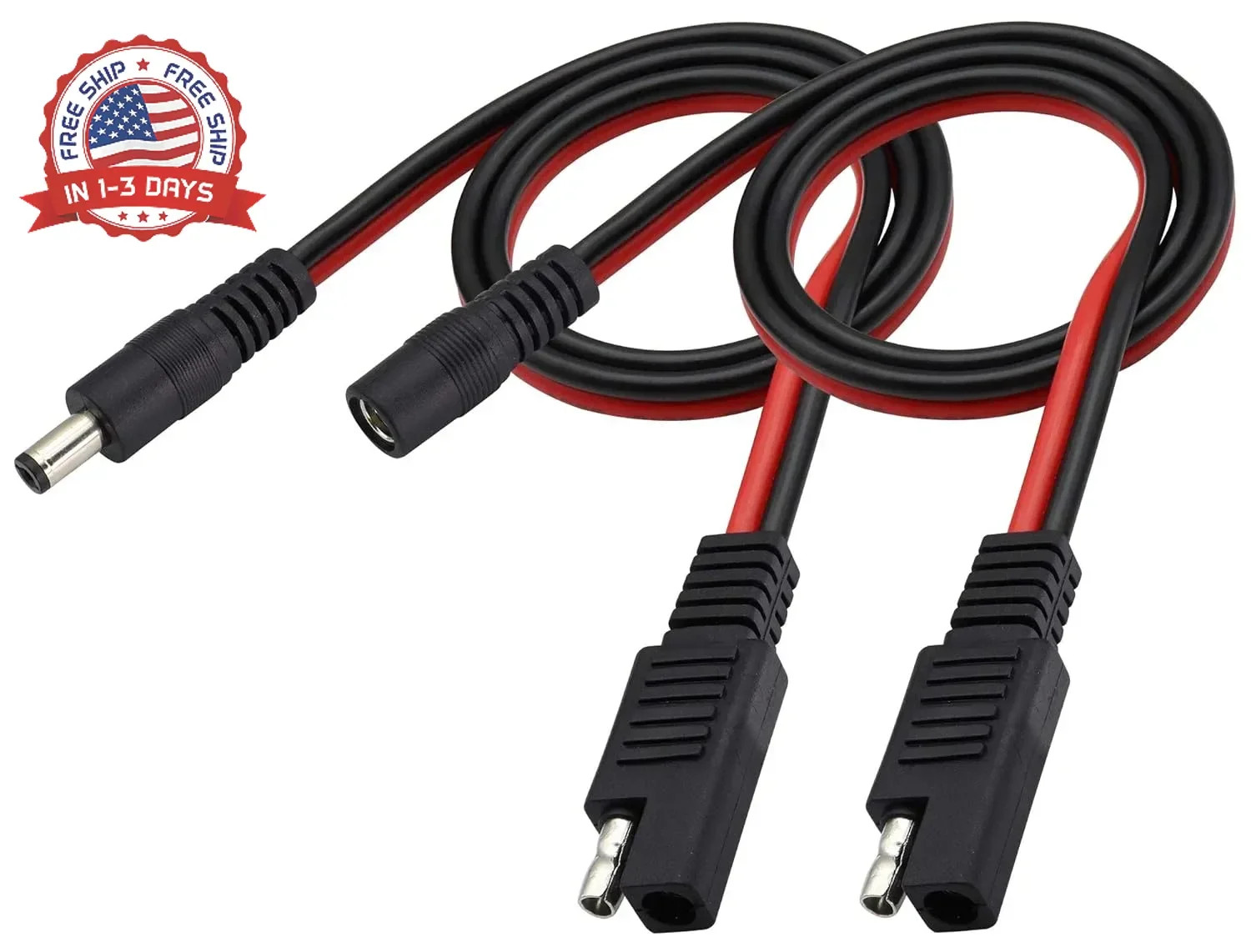 SAE Plug to DC 5.5 x 2.1mm (Female and Male) Adapter Cable with SAE Polarity Rev