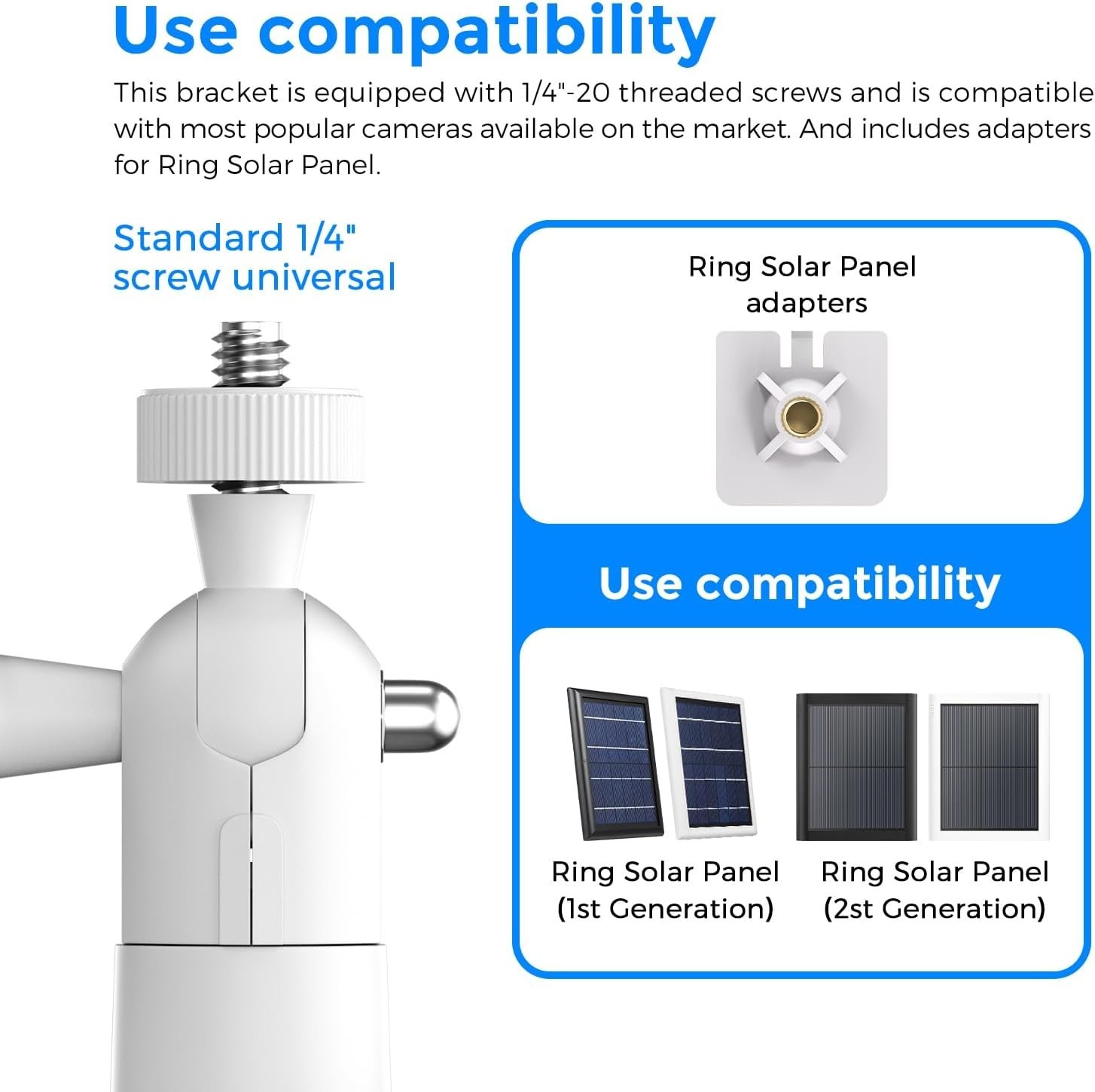 Durable 360° Adjustable Outdoor Solar Panel Mount for Ring – Easy Adhesive Setup