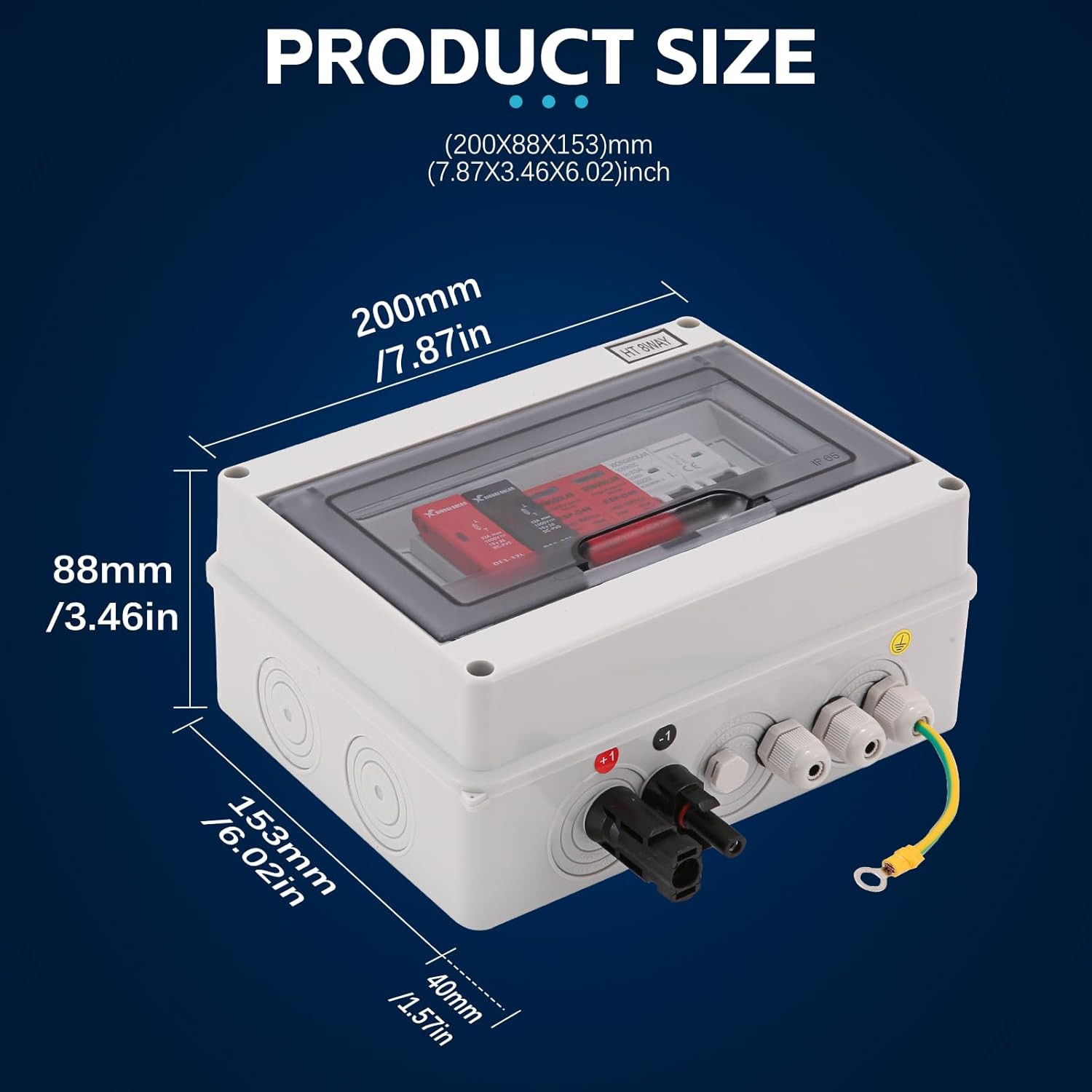 600V Solar DC PV Combiner Box for Solar Panel,1 String with Lightning Arrester C