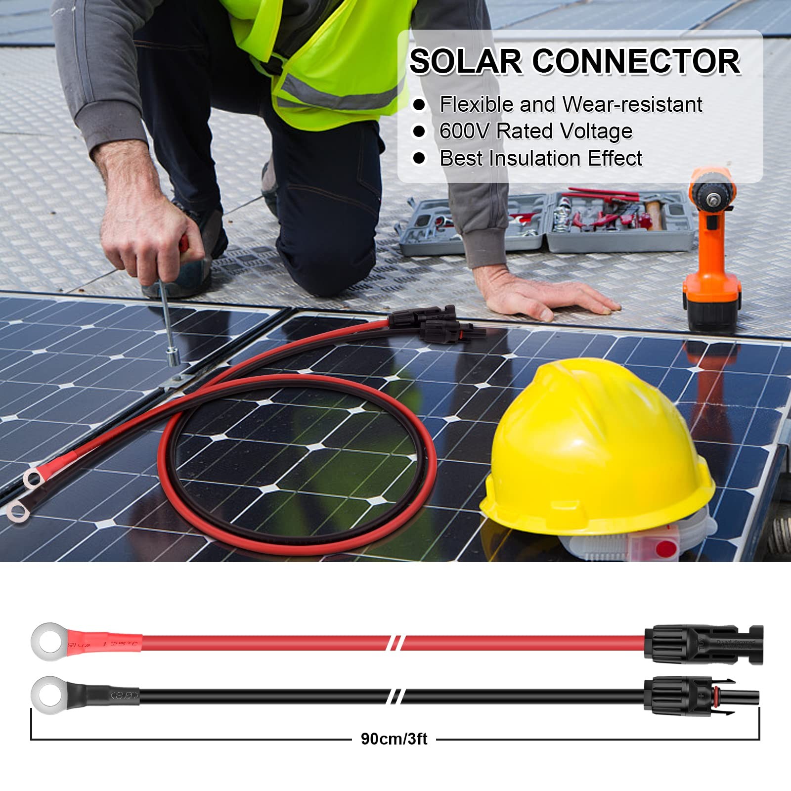 10 Gauge Wire Solar Panel Adapter Kit – 3Ft Cable Connector for RV Solar Char…