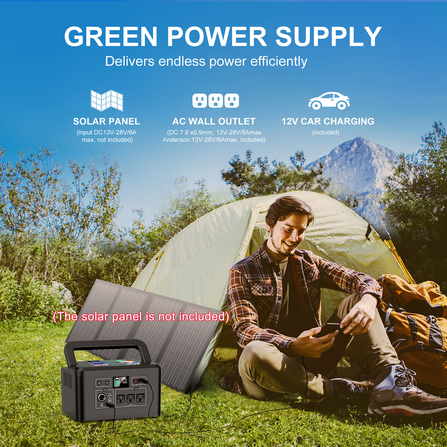 800W Portable Power Station 740Wh Solar Generator Battery Backup Laptop Charger