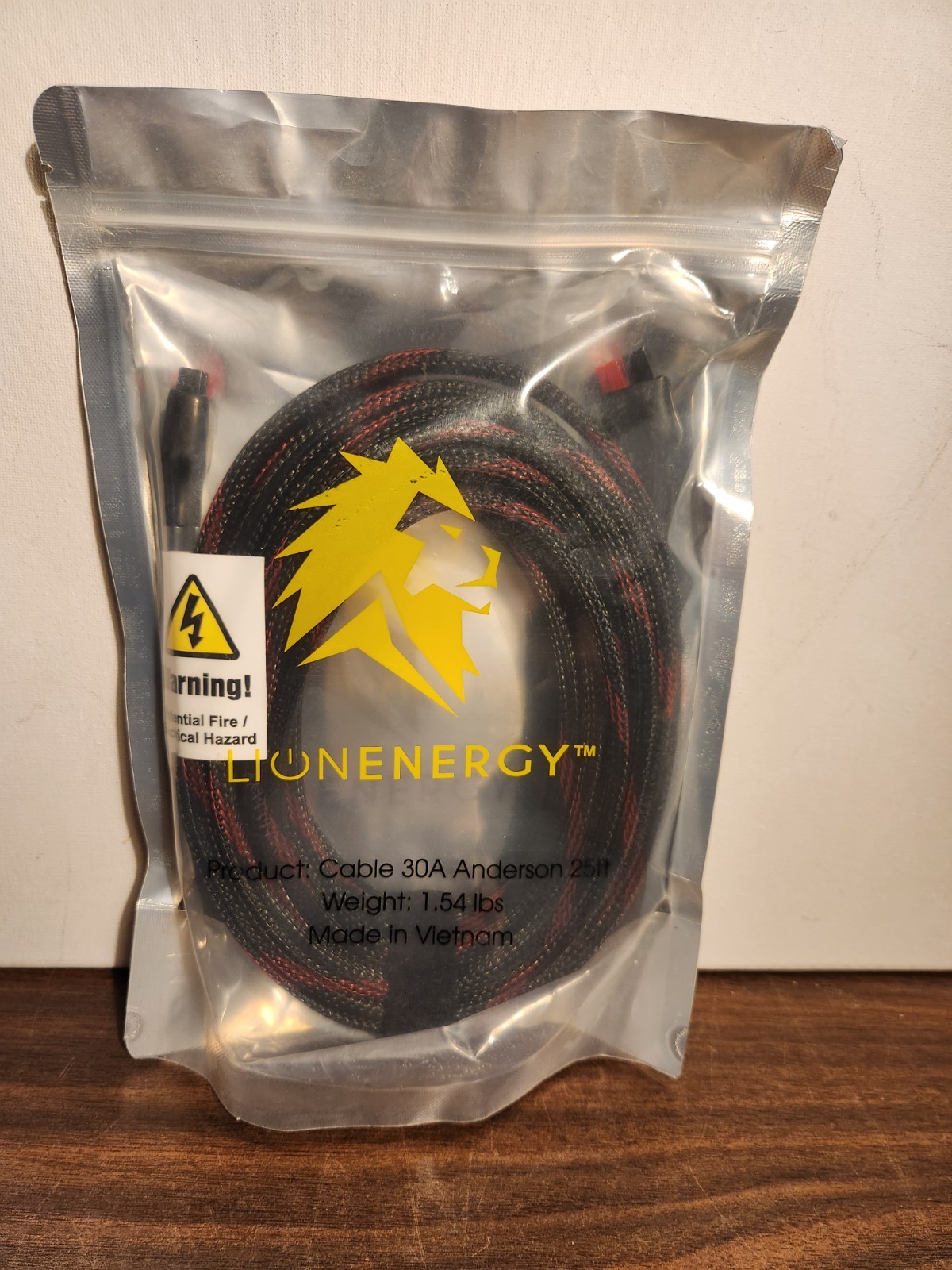 LION ENERGY Solar Power Connector Anderson Cable 25 Ft 30A Nylon Sheath
